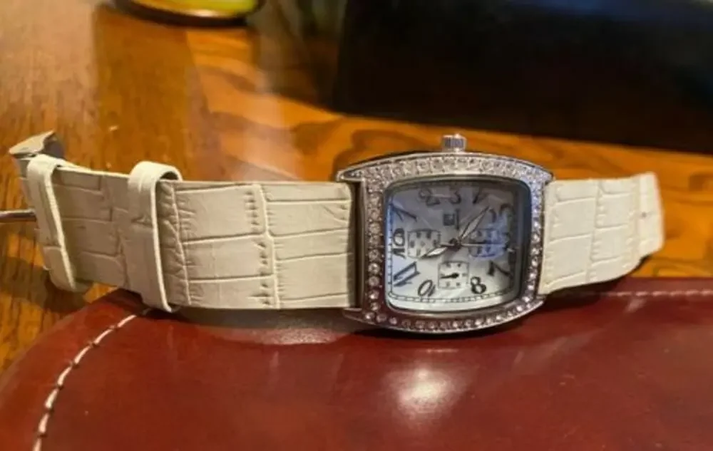 Women's 30mm NY&C Watch, Silver Tone with Crystal Accents, MOP Face